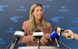 Maude Marquis-Bissonnette, Mayor of Gatineau, during the City of Gatineau press scrum (September 2, 2025). Photo: Screenshot