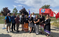 Heritage College administration, Kitigan Zibi community members and Elders at Heritage College to celebrate the signing of the Indigenous Education Protocol. Photo Credit: Sophie Demers