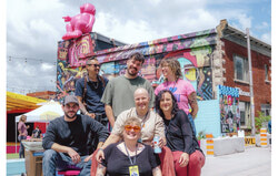 Organizers of Saucette en Showssettes Vol. 4, a free four-day festival coming to Rue Laval in Vieux-Hull from May 21 to 24, from left to right: Frank Mainville, V Lewong, Philippe Roy, Isabel Thériault, Eloïse Labelle, Katharine LH, and Rosalie Morin. Photo: Courtesy of Saucette en Showssettes