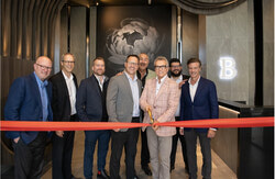 (Left to right) Greg Martin, Senior Vice President, Strategy Planning Analytics and Deputy Manager for Fiera Real Estate, Steve Moran, Hull-Wright Councillor, William Campbell, Director, Asset Management at Fiera Real Estate, Michel Melançon, Vice President of Project Management and Construction with Kevlar Group, René Bellerive, Founder and President of Kevlar Group, Karl Perto, Vice President of Investments and Development for Kevlar, and Geoffrey Harling, Fiera Real Estate, at the September 26 inauguration event for the Bloome Apartments. Photo: Courtesy